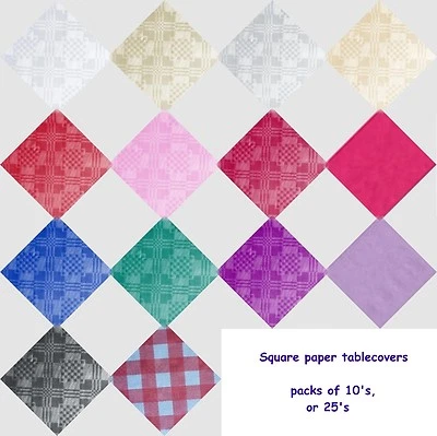 SQUARE PAPER TABLECOVER TABLE COVERS CLOTHS PK 10 OR 25