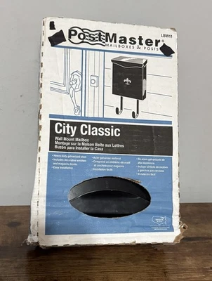Postmaster City Classic Vertical Wall Mount Mailbox Galvanized Steel Black LBW11 - Image 1 of 3