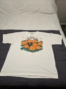 Vintage Murina 80er 90er Single Stitch T-Shirt Pumpkin Patch Halloween Katze USA XL - Bild 1 von 8