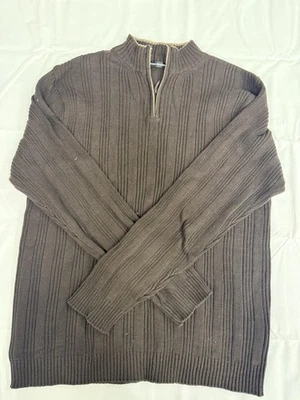 Michael Brandon Sweater Mens 2XL Brown Quarter Zip Ribbed Knit Pullover - Image 1 of 4