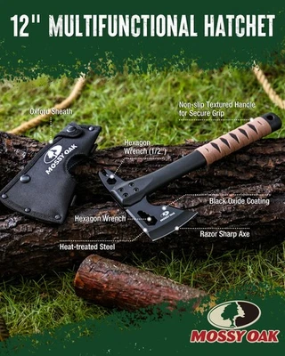 MOSSY OAK 12" Camping Axe and Survival Hatchet Small Camping Gear for Hiking New - Image 1 of 4