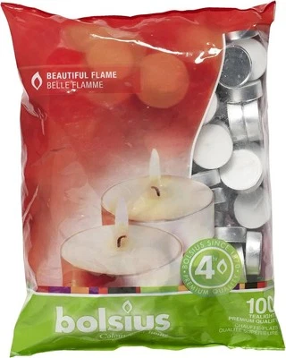 Bolsius Tealights 4 horas - Pack de 100 - velas de cera sin perfume Foto 1 de 2