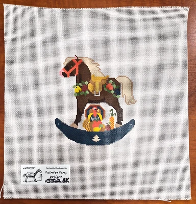 Painted Pony Hand Painted Needlepoint Thanksgiving Rocking Horse Canvas 18Ct - Image 1 of 4