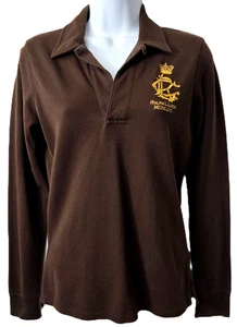 Retro Ralph Lauren Poloshirt M Damen bestickt Krone Logo braun gold Preppy - Bild 1 von 8