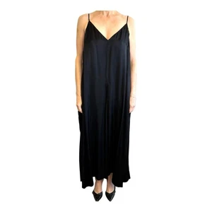 Country Road size 16 (12 US) Black Satin Sleeveless Relaxed Fit Maxi Dress - Picture 1 of 24