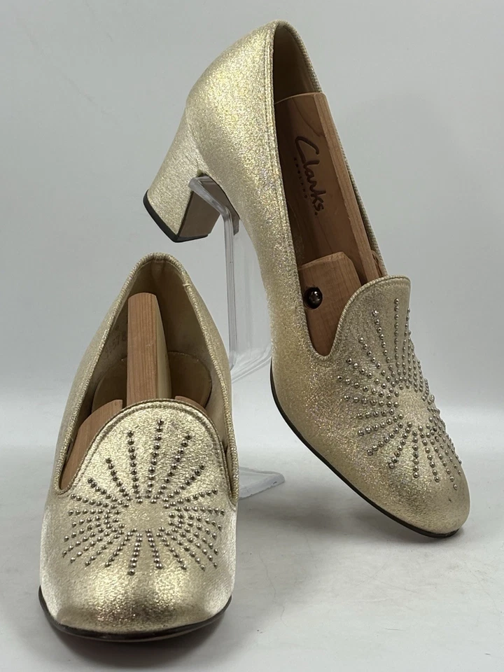 Tacones vintage Marcella años 60 70 oro brillante talla 7,5 EE. UU., 6 Reino Unido, 24 cm Foto 1 de 4