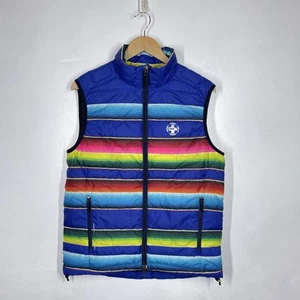 Ralph Lauren RLX Puffer Gilet Mens M Multi Colour Striped Golf Light Down Vest - Picture 1 of 12
