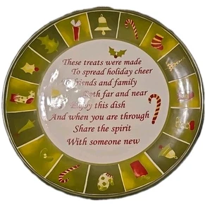 Onieda Weihnachtsplatte mit niedlichem Spruch drin. 12" Festlich - Bild 1 von 11