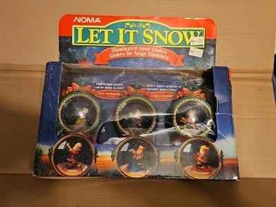 Vintage NOMA Lighted Rotating Snow Globe 3 Ornaments Works  FOR REPAIR -  READ - Image 1 of 4
