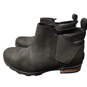 Sorel wasserdichte Leder Chelsea Stiefeletten bequem schwarz Größe 8 - Bild 1 von 8