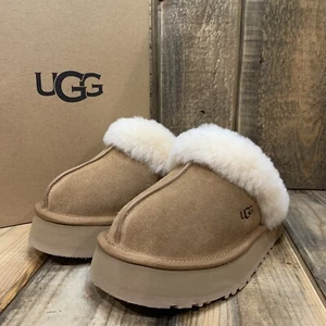 UGG DISQUETTE PLATFORM SLIPPER CLOG SUEDE / WOOL SANDAL CHESTNUT WOMENS US 5 - Picture 1 of 18