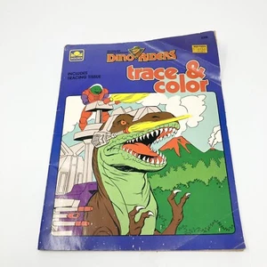 Vintage Dino-Riders Coloring Tracing Activity Book 1988 Golden Book Collectible  - Picture 1 of 8