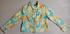 Nicole By Nicole Miller Women Sz 14 Multi-Color Cotton Blend Button Up Jacket 23 - Picture 1 of 9