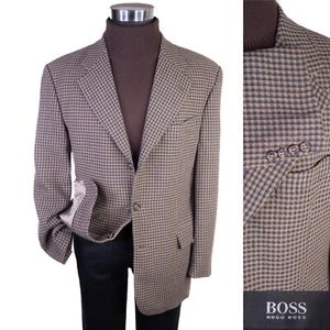 VTG Boss Hugo Boss POSEIDON Men 3-Button Blazer 42S Sport Coat Jacket Wool Check - Picture 1 of 15