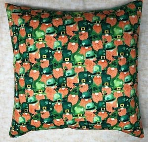 Lucky Irish Leprechaun Cushion Cover Case fits 18" x 18" 100% Cotton Fabric - Picture 1 of 4