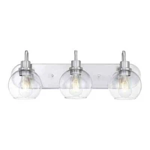 Hukoro 24 in. 3-Light Brush Nickle Finish Vanity Light with Clear Glass Shade - Picture 1 of 6
