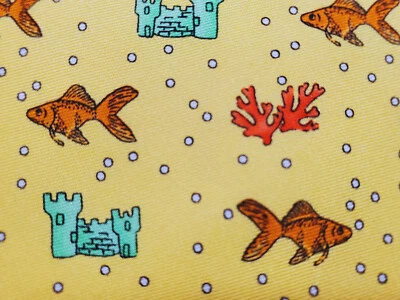 PETER BLAIR ~ ACUARIO DE PECES ~ CAMISA DE VESTIR DE SEDA PARA HOMBRE TRAJE CORBATA ~ 59" Foto 1 de 4