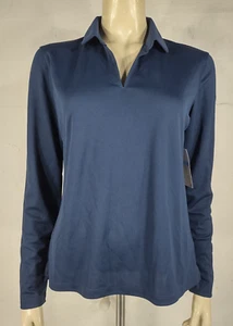 NWT Nike Golf dark blue long sleeve performance polo shirt womens Medium - Picture 1 of 10