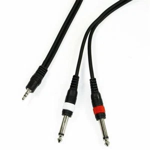 6 m Y-Kabel 3,5 mm Klinke stereo auf 2x 6,3 mm Klinkenstecker mono Audio Kabel - Bild 1 von 2