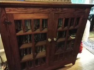 Antique 1800's Pine Bookcase With Glass Doors And Knobs - Picture 1 of 6