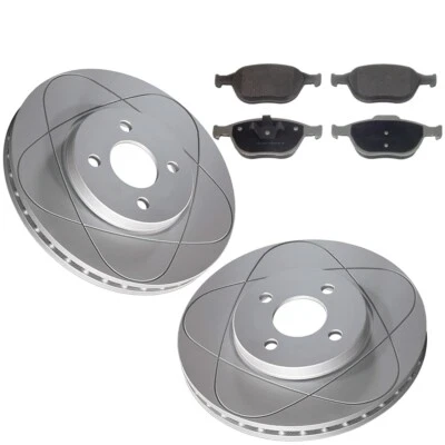 Rotores y pastillas de freno de disco delanteros ultra ranurados para Ford Focus SVT 02-04; 300 mm Foto 1 de 4
