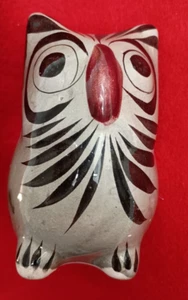 Vintage Mexican Tonala Owl & Floral Figurine Hand Painted Art Pottery 1970's 5" - Picture 1 of 15