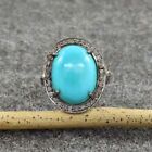 Pave Diamond Ring 925 Sterling Silver Arizona Turquoise Gemstone Ring For Womens