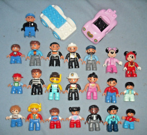 Lego Duplo Mega Bloks Figures Lot of 22 Assorted Minifigs + 2 Vehicles Disney
