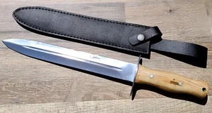 Coltello da caccia sciabola 40cm manico legno Teak lama acciaio + CUSTODIA 2343 - Foto 1 di 3
