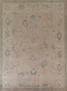 Muted Vegetable Dye Floral Oushak Turkish Area Rug Wool Hand-knotted Carpet 8x10