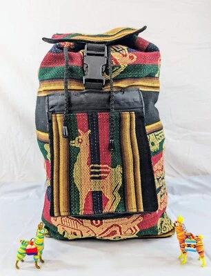Mochila Peruana Manta Boho Colorida Tribal Azteca Suroeste Llama Hippie Étnica Foto 1 de 4