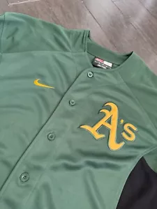 Camiseta cosida vintage del equipo Nike Oakland Athletics talla mediana en blanco MLB verde años 90 - Imagen 1 de 9