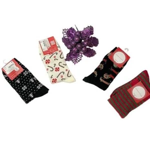 Charter Club Holiday Women's 3 Crew Socks and 1 Over the Knee Socks (9-11) - Picture 1 of 5