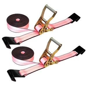 USA 2 Pack Heavy Duty 2" x 30' Ratchet Tie Down Strap w/Flat Hook WLL 3333 LBS - Picture 1 of 7