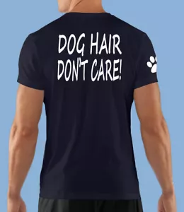Schwarzes T-Shirt, Hundehaar Don't Care, Haustierrettung Frontdruck weiß, 100 % Baumwolle - Bild 1 von 5