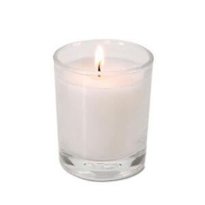 24 White Wax Clear Glass Holder Wedding Table Decoration Votive Candle 6cm 10hr