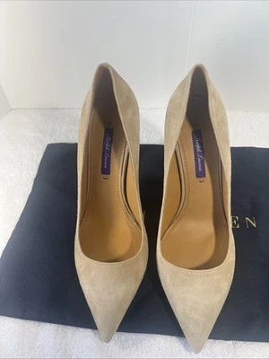 Zapatos de salón Ralph Lauren etiqueta púrpura para mujer de cuero gamuza tostado talla EU 38,5 US 8 tacones Foto 1 de 4
