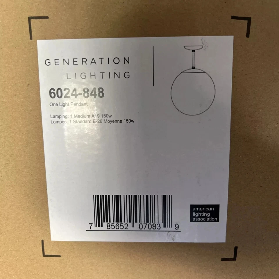 Sea Gull Lighting 6024-848 Leo Globe Pendant Hanging Light 14" Satin Bronze