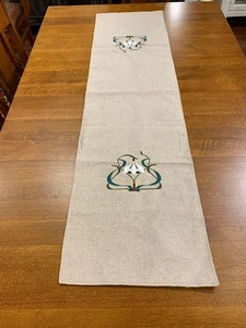 Arts and Crafts Mission style hand made Linen and Cotton table runner Free Ship - Picture 1 of 3