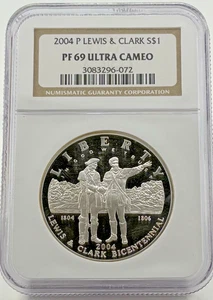 2004 $1 Commemorative Silver Lewis & Clark PF69 Ultra Cameo NGC - Picture 1 of 2