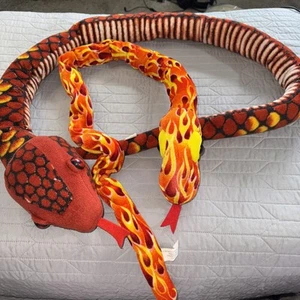 3 Plush Stuffed Snakes Red And Orange, Blue And Yellow - Picture 1 of 17