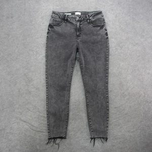 Ava & Viv Jeans Womens 16 Black Gray Wash Mid Rise Skinny Raw Hem Stretch Plus - Picture 1 of 12