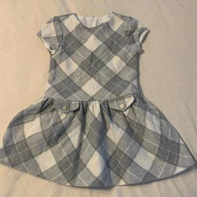 Mayoral Chic Winter Gray Plaid Dress Size 6 Christmas holidays tweed silver wool - Image 1 of 4