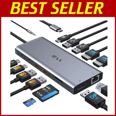 Estación de Acoplamiento USB C 14 en 1 Monitor Dual HDMI Foto 1 de 4