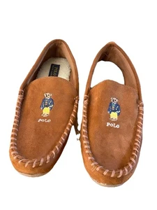 Polo Ralph Lauren Herren Winter Bär Mokassin Slipper Braun Sherpa Gefüttert Größe 8 - Bild 1 von 8