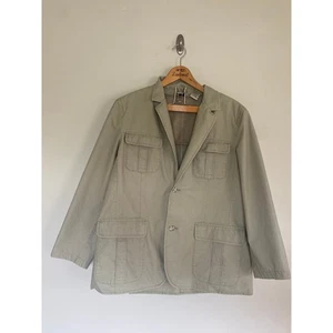 Mens LL Bean cotton canvas khaki 2 button field jacket blazer sport coat 44 r - Picture 1 of 6