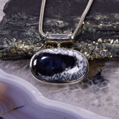 Dendritenachat Anhänger, 925er Silber, Edelsteinanhänger (12167) - Bild 1 von 2