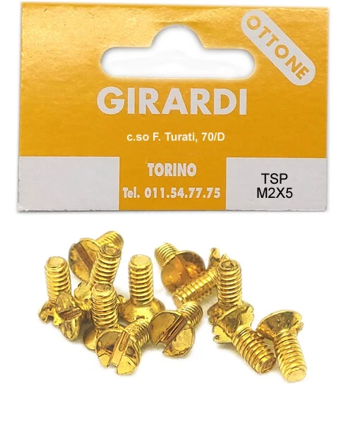 VITE A METALLO IN OTTONE TESTA SVASATA PIANA M2x 5 - DIN 963 - pz 20/50/100 - Immagine 1 di 1