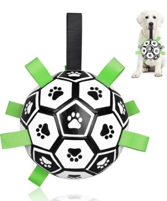 DOMCHAN Dog Toys Soccer Ball, Interactive Dog Toys for Tug of War, Puppy Birthday Gif...