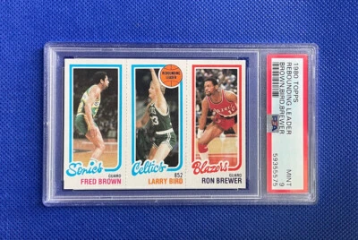 Tarjeta de novato 1980 Topps Rebounding Leaders Larry Bird Brewer Brown PSA 9 como nueva M22 Foto 1 de 2